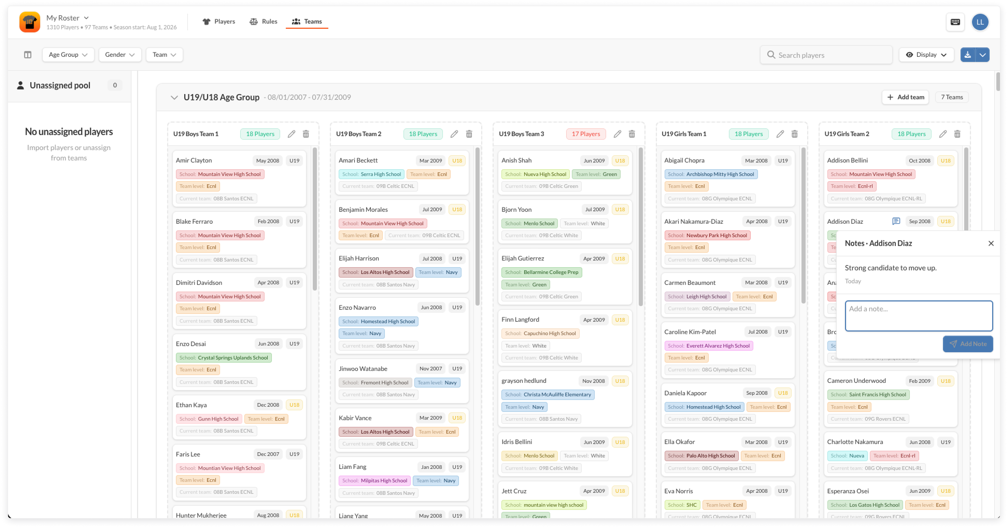 Roster Tracker Roster Studio